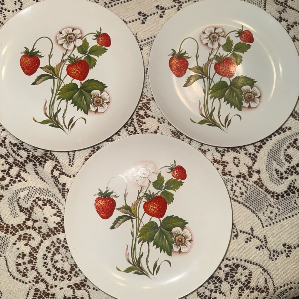 Ray White Strawberry Floral Decorative Plates - Set of 3